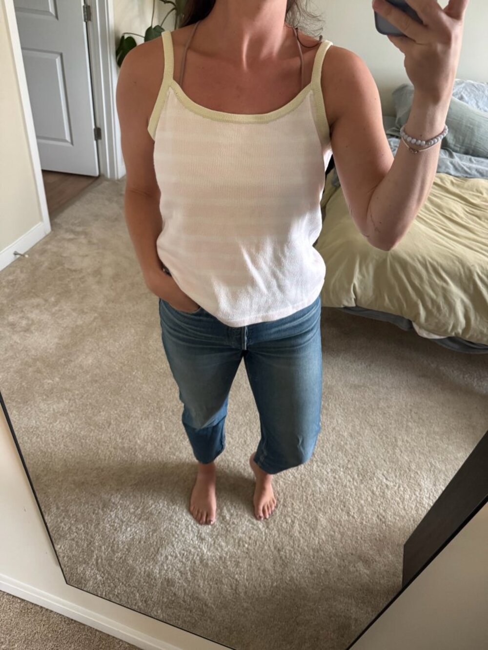 Peter England Nantucket Pink and White Striped Knit Tank Top Size Large